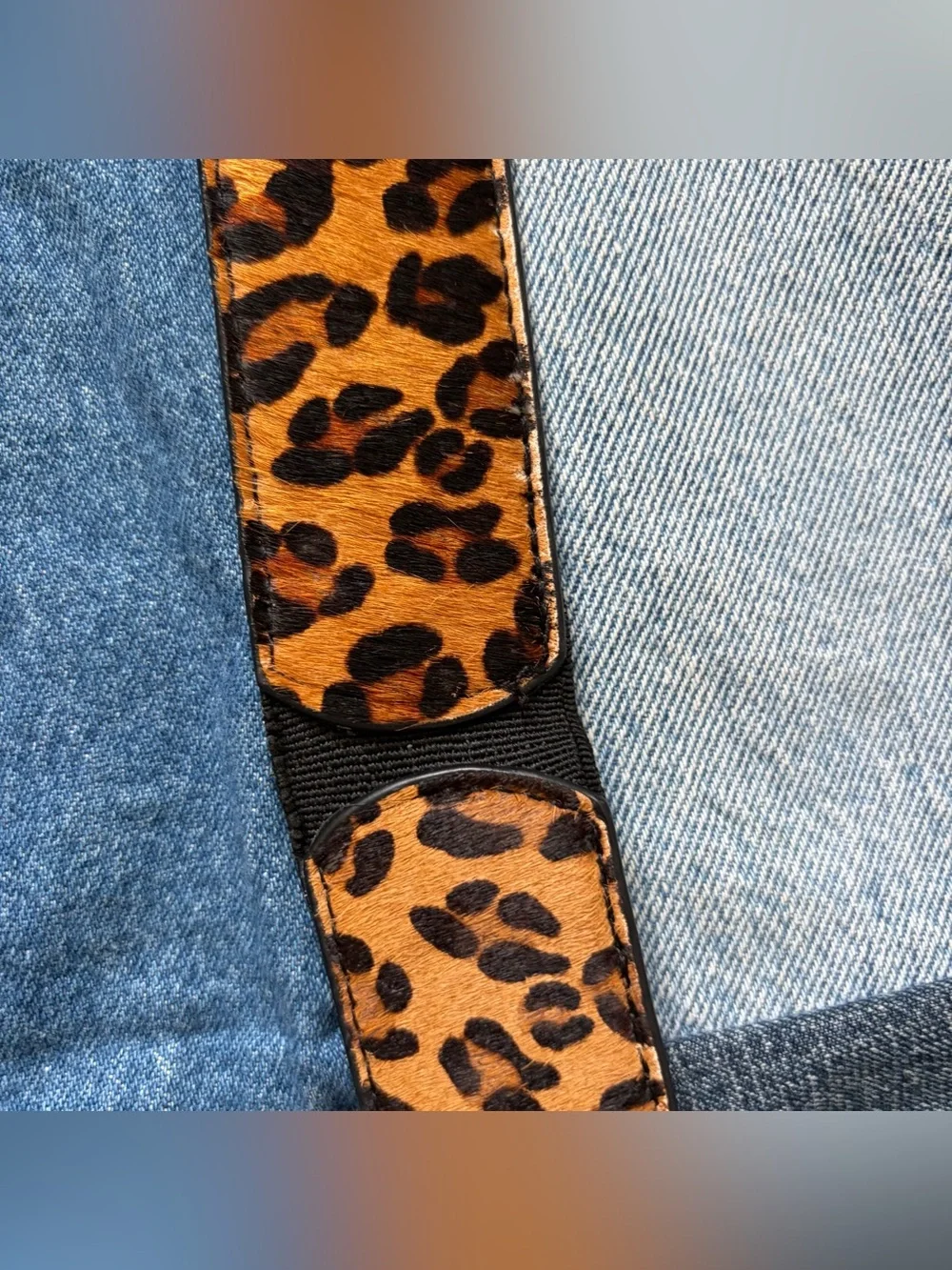 Leather Leopard Print Hair Belt Size M